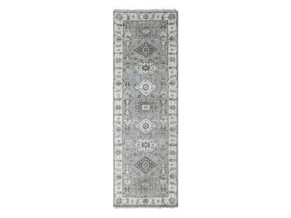 Heriz hand-knotted wool runner in Gray & Ivory, 2'7" x 7'9" — SKU O084720