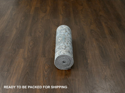 Heriz hand-knotted wool runner in Gray & Ivory, 2'7" x 7'9" — SKU O084720 (view 6)