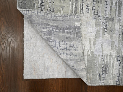 Modern / Contemporary hand-knotted wool/silk runner in Gray, 2'8" x 25'7" — SKU O084722 (view 3)