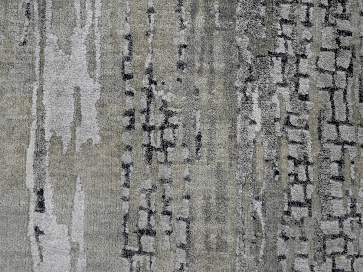 Modern / Contemporary hand-knotted wool/silk runner in Gray, 2'8" x 25'7" — SKU O084722 (view 5)