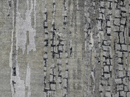 Modern / Contemporary hand-knotted wool/silk runner in Gray, 2'8" x 25'7" — SKU O084722 (view 5)