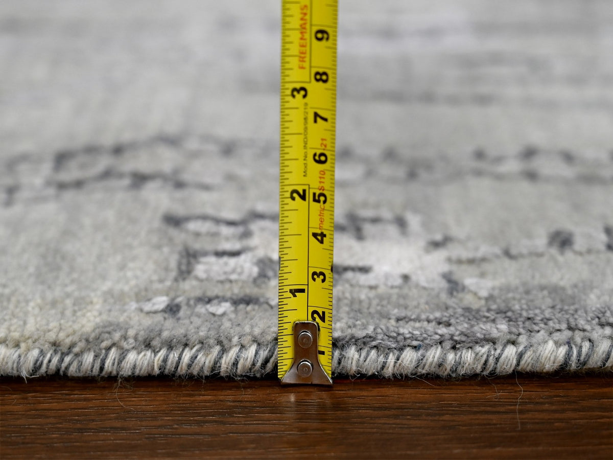 Modern / Contemporary hand-knotted wool/silk runner in Gray, 2'8" x 25'7" — SKU O084722 (view 7)