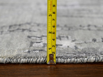 Modern / Contemporary hand-knotted wool/silk runner in Gray, 2'8" x 25'7" — SKU O084722 (view 7)