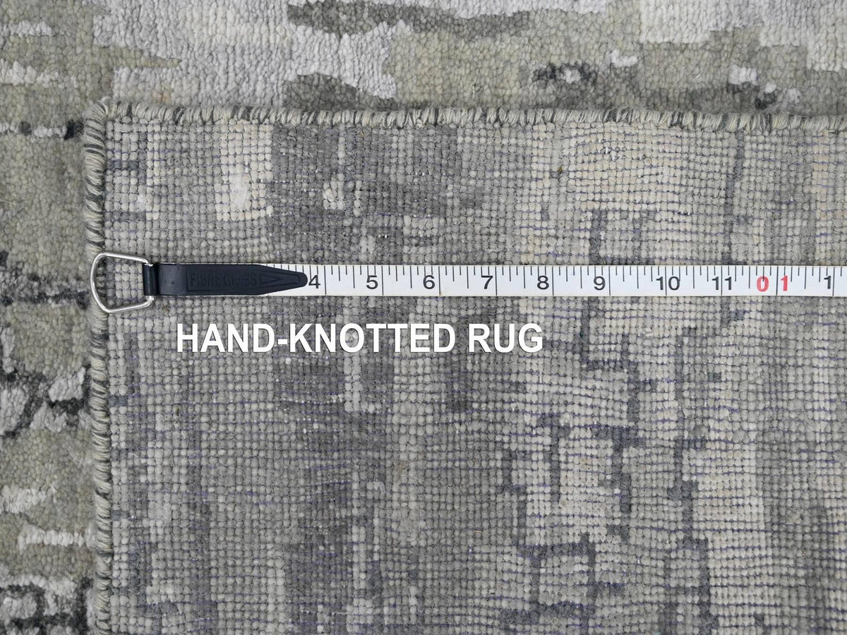 Modern / Contemporary hand-knotted wool/silk runner in Gray, 2'8" x 25'7" — SKU O084722 (view 8)
