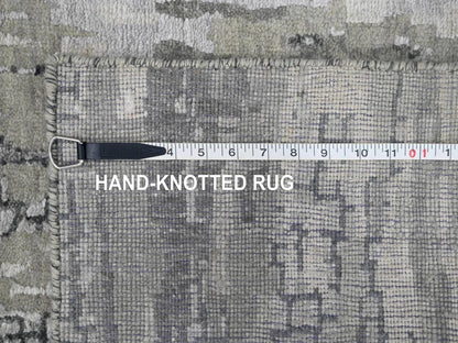 Modern / Contemporary hand-knotted wool/silk runner in Gray, 2'8" x 25'7" — SKU O084722 (view 8)