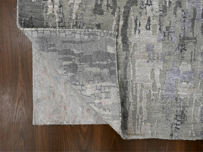 Modern / Contemporary hand-knotted wool/silk runner in Gray, 2'9" x 23'8" — SKU O084728 (view 3)