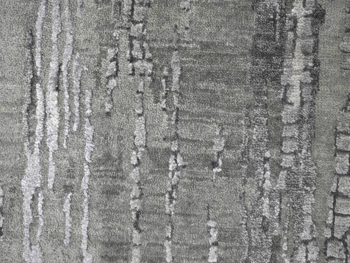 Modern / Contemporary hand-knotted wool/silk runner in Gray, 2'9" x 23'8" — SKU O084728 (view 5)