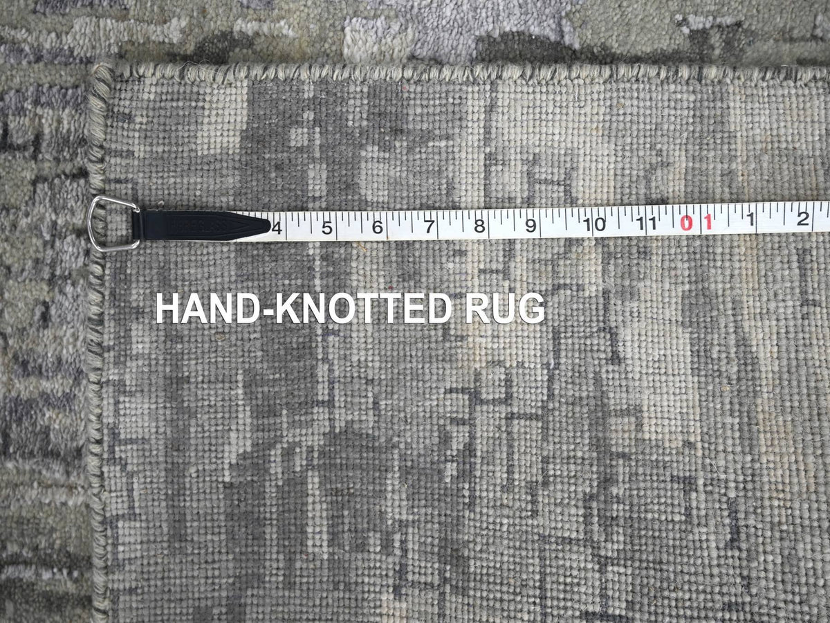 Modern / Contemporary hand-knotted wool/silk runner in Gray, 2'9" x 23'8" — SKU O084728 (view 8)