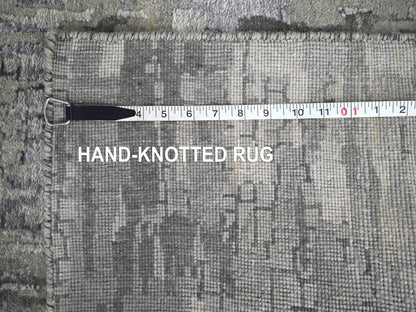 Modern / Contemporary hand-knotted wool/silk runner in Gray, 2'9" x 23'8" — SKU O084728 (view 8)
