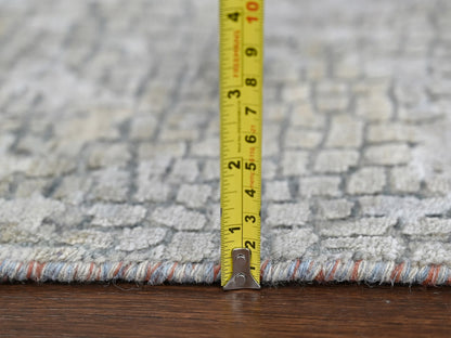 Orange 3'1" x 5'0" Modern / Contemporary Hand knotted Wool/Silk Rug - Sku: O084743