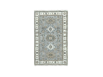 Heriz hand-knotted wool rug in Gray & Daisy White, 3'1" x 5' — SKU O084744