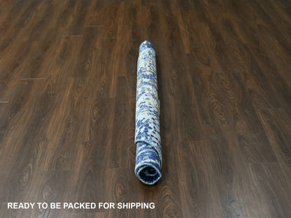Blue 5'10" x 5'11" Modern and Contemporary Hand knotted Wool/Silk Rug - Sku: O084752
