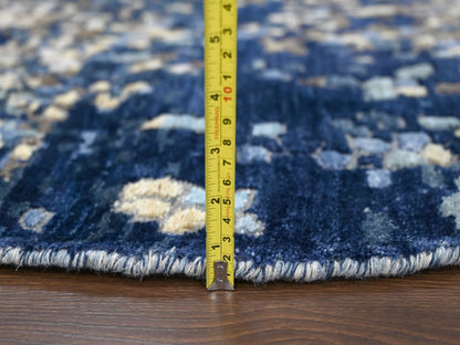 Blue 5'10" x 5'11" Modern and Contemporary Hand knotted Wool/Silk Rug - Sku: O084752