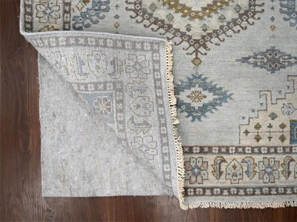 Grey 4'0" x 10'1" Tribal & Geometric Hand knotted Wool Rug - Sku: O084759