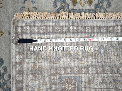 Grey 4'0" x 10'1" Tribal & Geometric Hand knotted Wool Rug - Sku: O084759