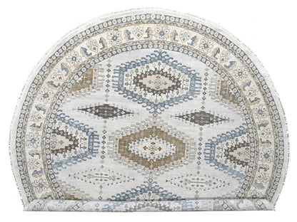 Tribal & Geometric hand-knotted wool rug in Gray & Feather White, 12' x 12' — SKU O084762
