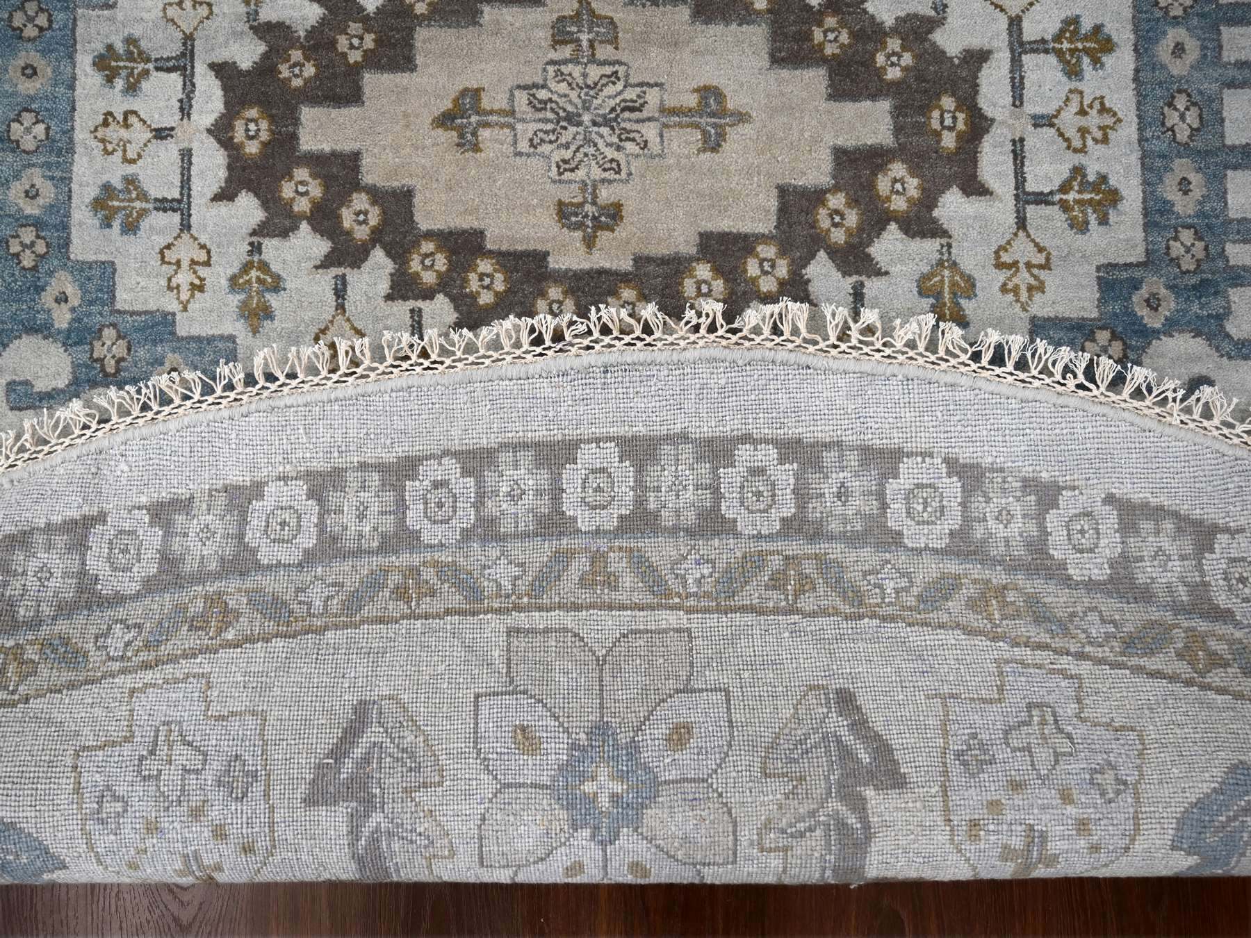 Tribal & Geometric hand-knotted wool rug in Gray & Feather White, 12' x 12' — SKU O084762 (view 3)