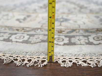 Tribal & Geometric hand-knotted wool rug in Gray & Feather White, 12' x 12' — SKU O084762 (view 7)