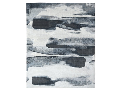 Black 8'10" x 11'9" Modern and Contemporary Hand knotted Wool Rug - Sku: O084764