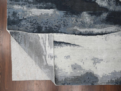 Black 8'10" x 11'9" Modern and Contemporary Hand knotted Wool Rug - Sku: O084764
