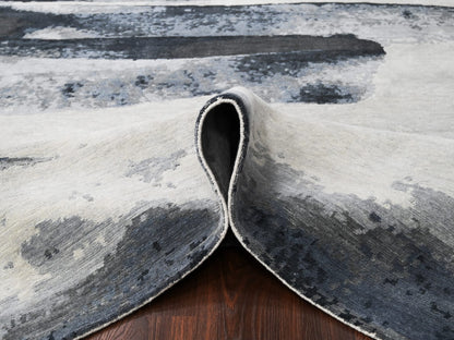 Black 8'10" x 11'9" Modern and Contemporary Hand knotted Wool Rug - Sku: O084764