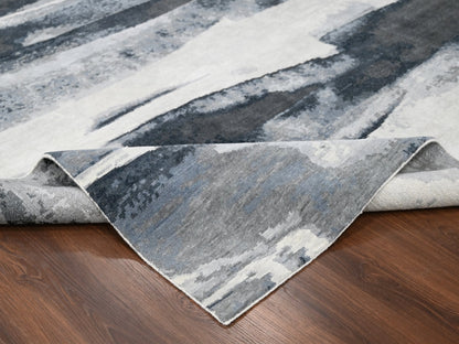 Black 8'10" x 11'9" Modern and Contemporary Hand knotted Wool Rug - Sku: O084764