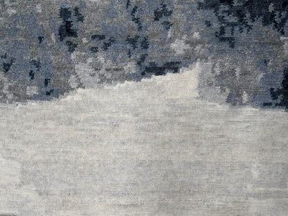 Black 8'10" x 11'9" Modern and Contemporary Hand knotted Wool Rug - Sku: O084764