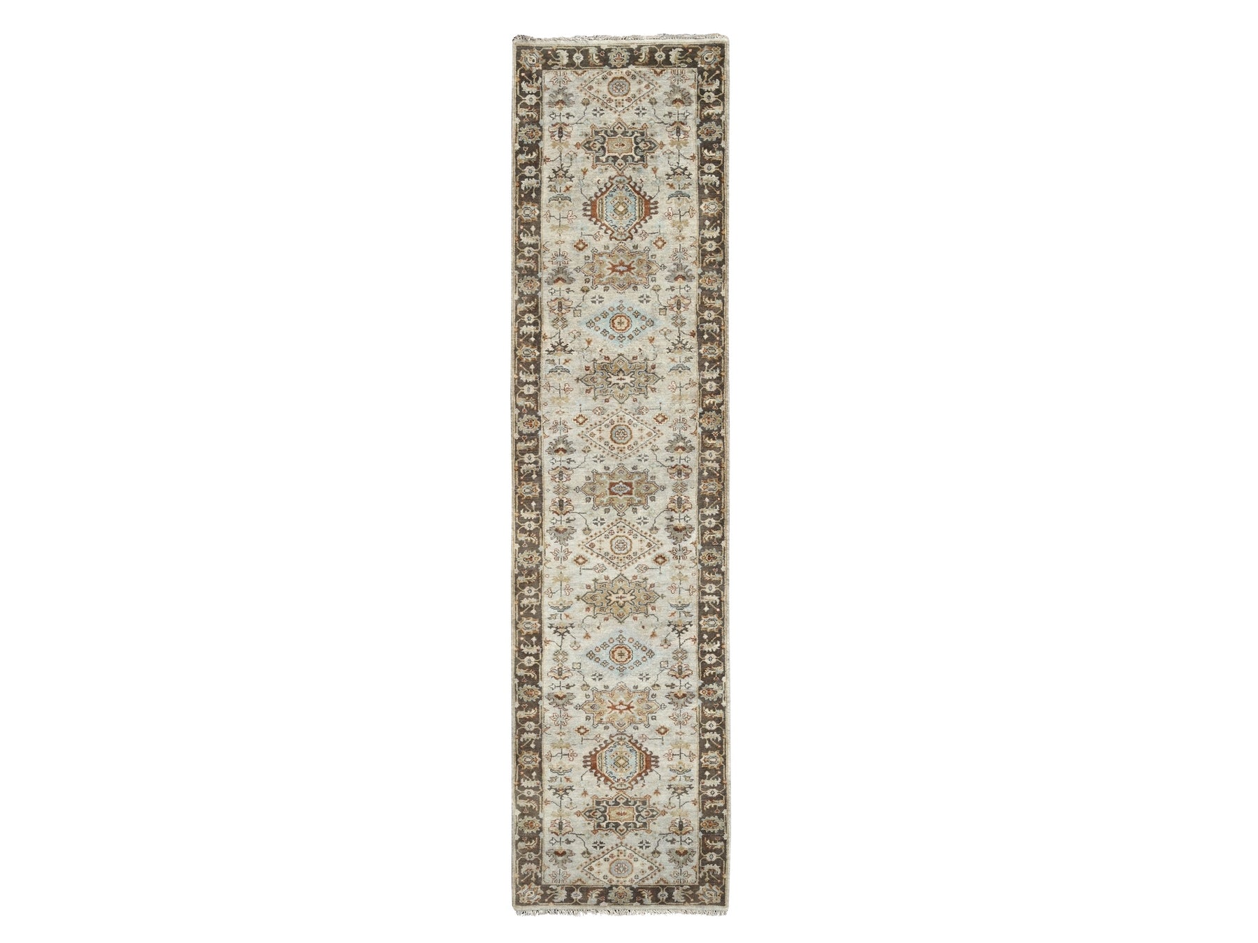 Heriz hand-knotted wool runner in Gray & Taupe Brown, 2'8" x 12' — SKU O084785