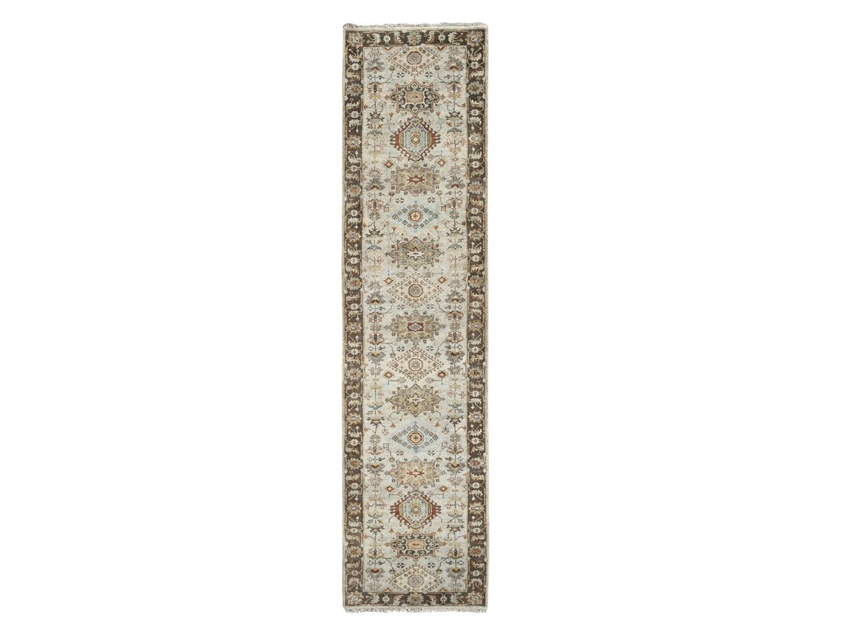 Heriz hand-knotted wool runner in Gray & Taupe Brown, 2'8" x 12' — SKU O084785