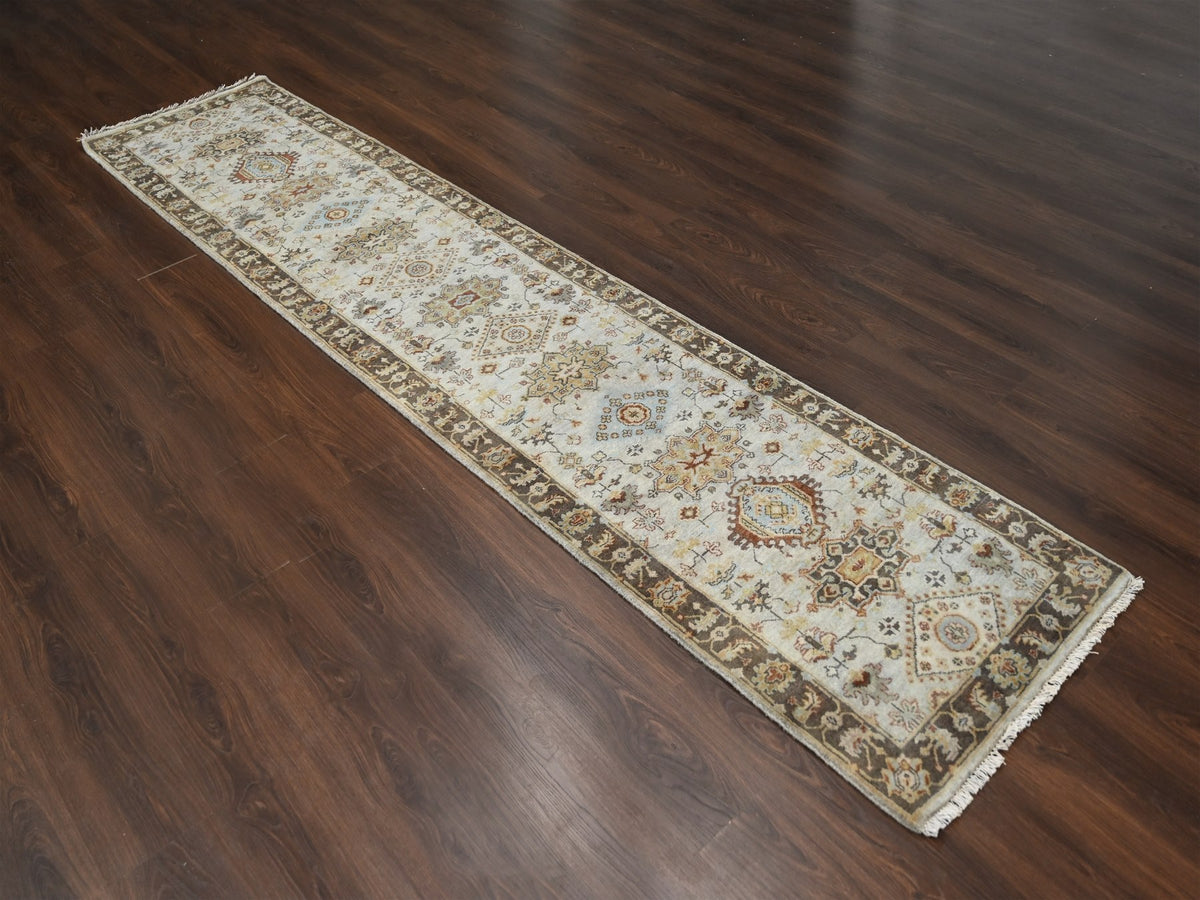 Heriz hand-knotted wool runner in Gray & Taupe Brown, 2'8" x 12' — SKU O084785 (view 2)