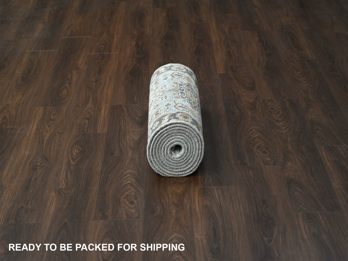 Heriz hand-knotted wool runner in Gray & Taupe Brown, 2'8" x 12' — SKU O084785 (view 6)