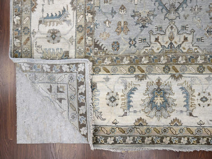 Heriz hand-knotted wool rug in Gray & Ivory, 10'11" x 11'1" — SKU O084798 (view 4)
