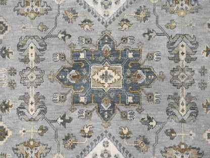 Heriz hand-knotted wool rug in Gray & Ivory, 10'11" x 11'1" — SKU O084798 (view 8)