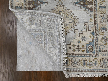 Tribal & Geometric hand-knotted wool runner in Gray & Ivory, 2'8" x 10'1" — SKU O084801 (view 3)