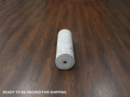 Tribal & Geometric hand-knotted wool runner in Gray & Ivory, 2'8" x 10'1" — SKU O084801 (view 6)