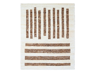 Brown 8'3" x 9'9" Modern / Contemporary Hand knotted Wool Rug - Sku: O084822