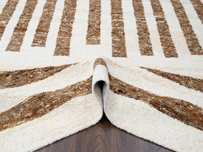 Brown 8'3" x 9'9" Modern / Contemporary Hand knotted Wool Rug - Sku: O084822