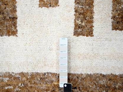 Brown 8'3" x 9'9" Modern / Contemporary Hand knotted Wool Rug - Sku: O084822