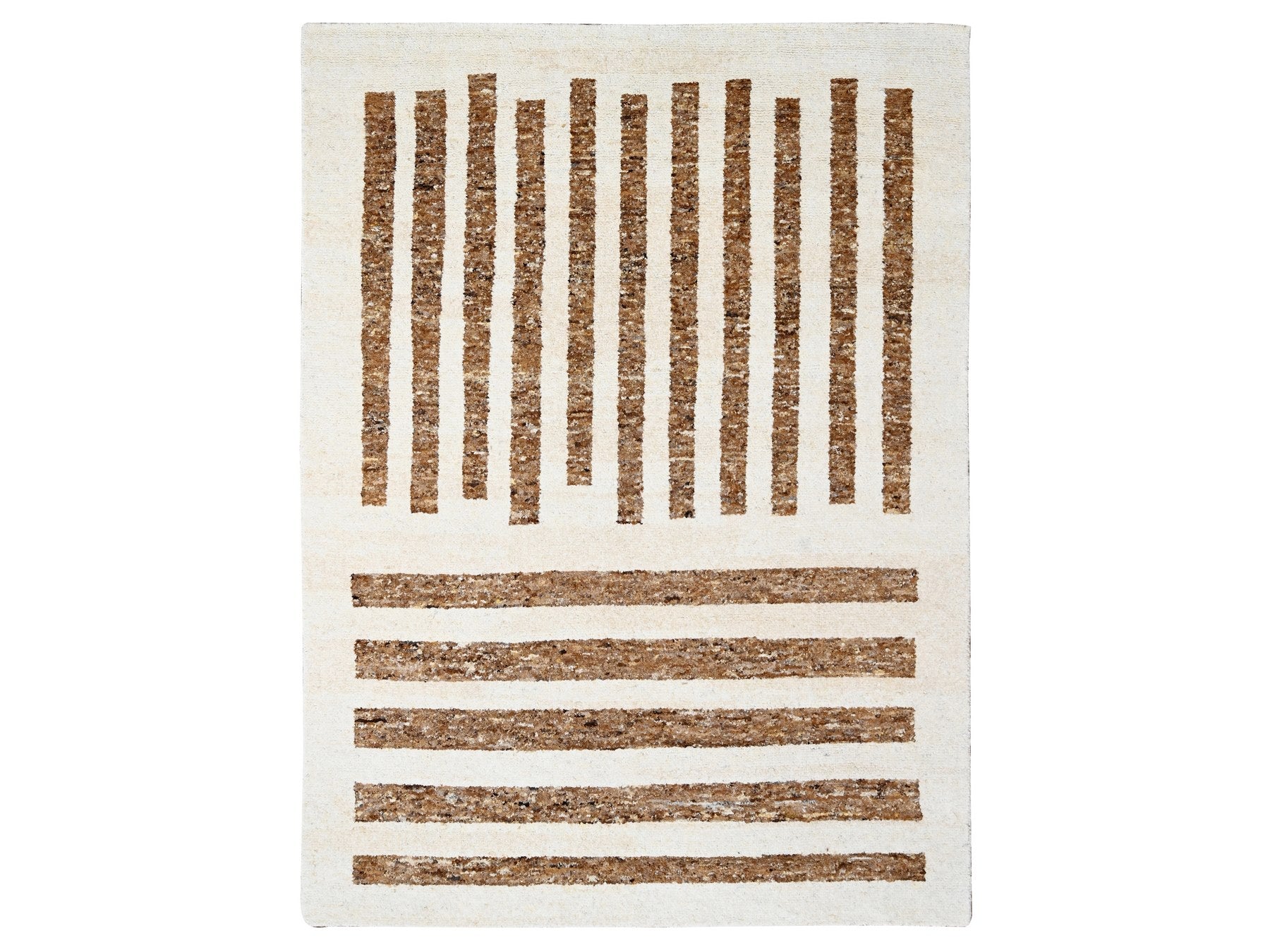 Brown 9'0" x 11'10" Modern and Contemporary Hand knotted Wool Rug - Sku: O084824