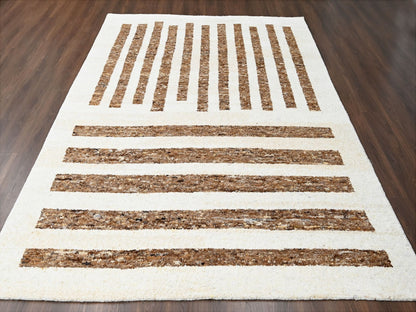 Brown 9'0" x 11'10" Modern and Contemporary Hand knotted Wool Rug - Sku: O084824