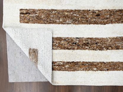 Brown 9'0" x 11'10" Modern and Contemporary Hand knotted Wool Rug - Sku: O084824
