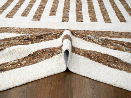 Brown 9'0" x 11'10" Modern and Contemporary Hand knotted Wool Rug - Sku: O084824
