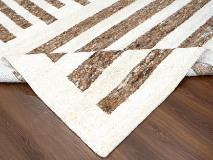 Brown 9'0" x 11'10" Modern and Contemporary Hand knotted Wool Rug - Sku: O084824