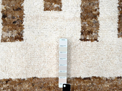 Brown 9'0" x 11'10" Modern and Contemporary Hand knotted Wool Rug - Sku: O084824
