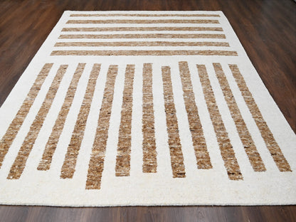Brown 10'3" x 14'1" Modern / Contemporary Hand knotted Wool Rug - Sku: O084825