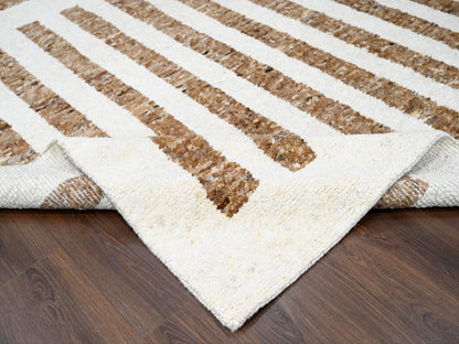 Brown 10'3" x 14'1" Modern / Contemporary Hand knotted Wool Rug - Sku: O084825