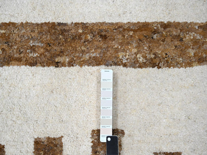 Brown 10'3" x 14'1" Modern / Contemporary Hand knotted Wool Rug - Sku: O084825