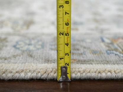 Heriz hand-knotted wool runner in Ivory & Silver, 2'9" x 17'10" — SKU O084826 (view 7)