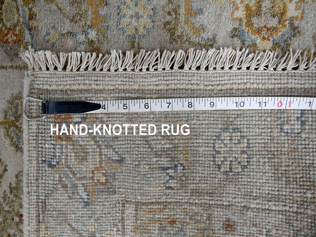 Heriz hand-knotted wool runner in Ivory & Silver, 2'9" x 17'10" — SKU O084826 (view 8)