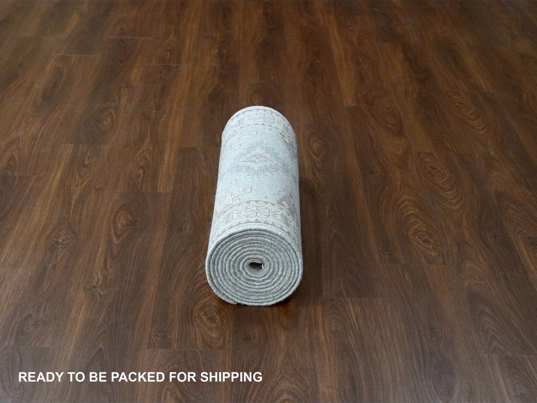 Tribal & Geometric hand-knotted wool runner in Gray & Ivory, 2'8" x 14'1" — SKU O084830 (view 6)